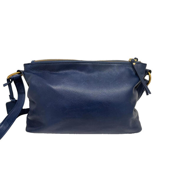 Levenger  Sapphire Blue Leather Shoulder/Crossbody Bag - Picture 1 of 9